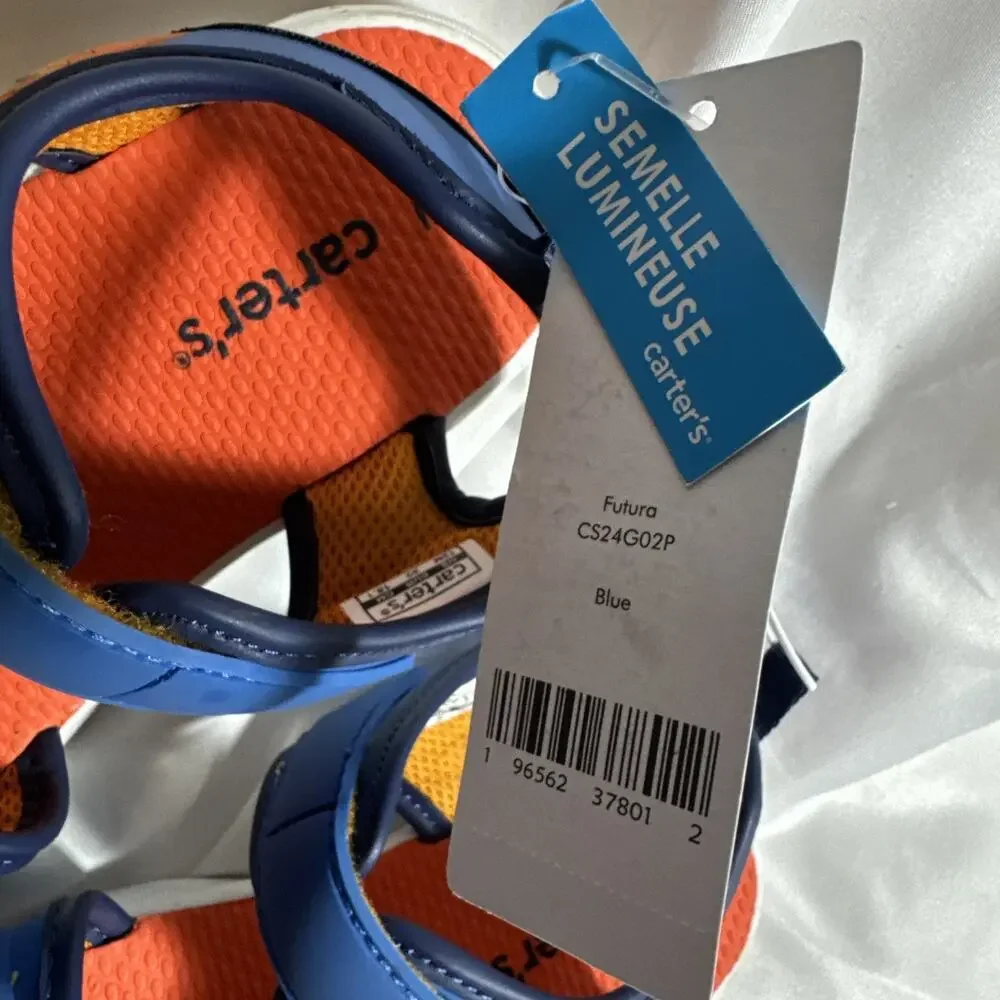 Carter’s Light Up Sandals Dinosaurs Blue Orange Size 12 Futura NWT NEW
